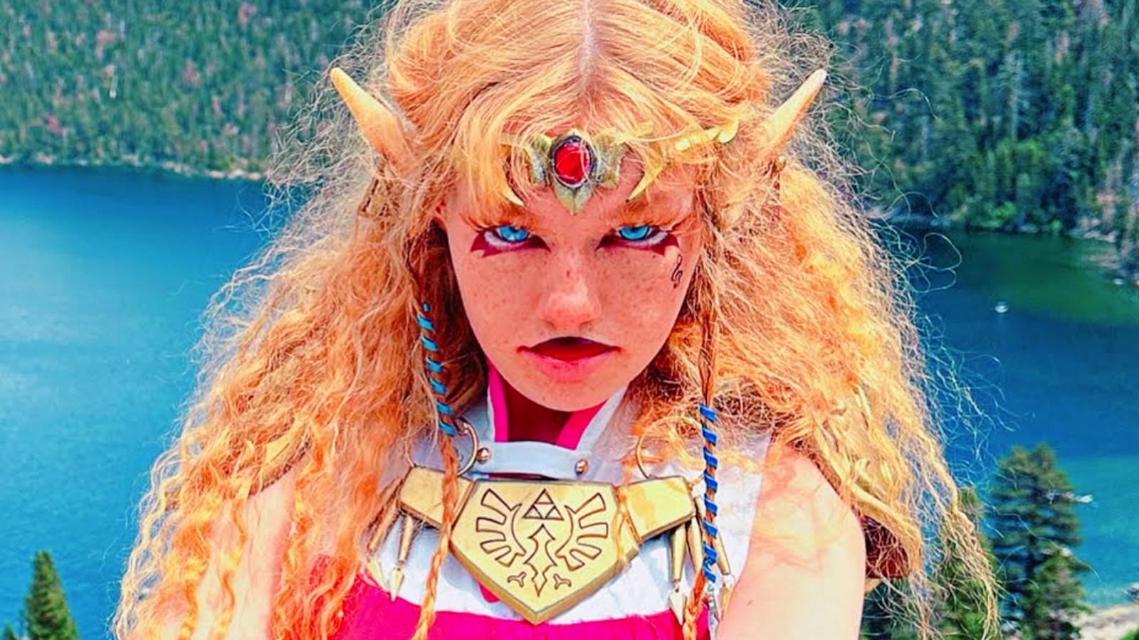 Freckled Zelda outdoors