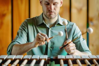 Musician playing the xylophone with mallets